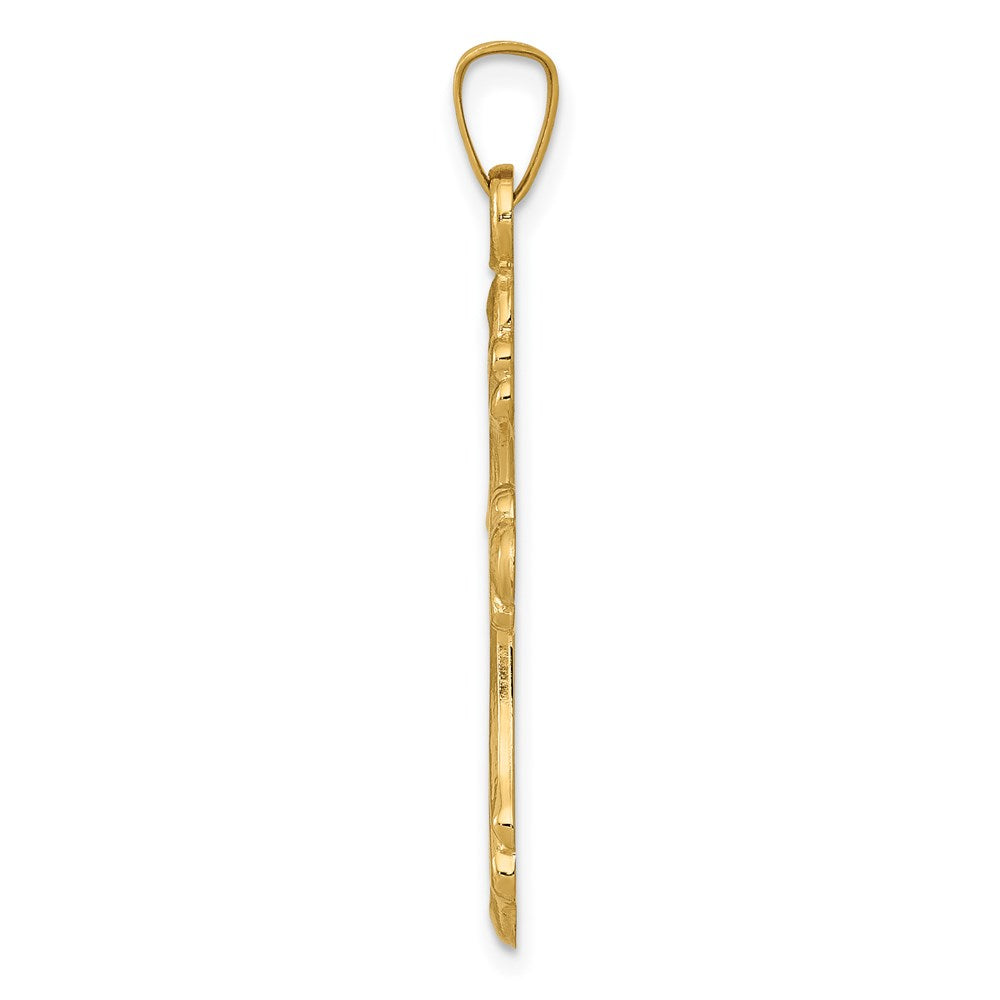 14K Gelbgold Polierter Fleur-de-Lis-Kreuz-Anhänger