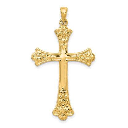 14K Gelbgold Fleur-de-Lis-Kreuz-Anhänger