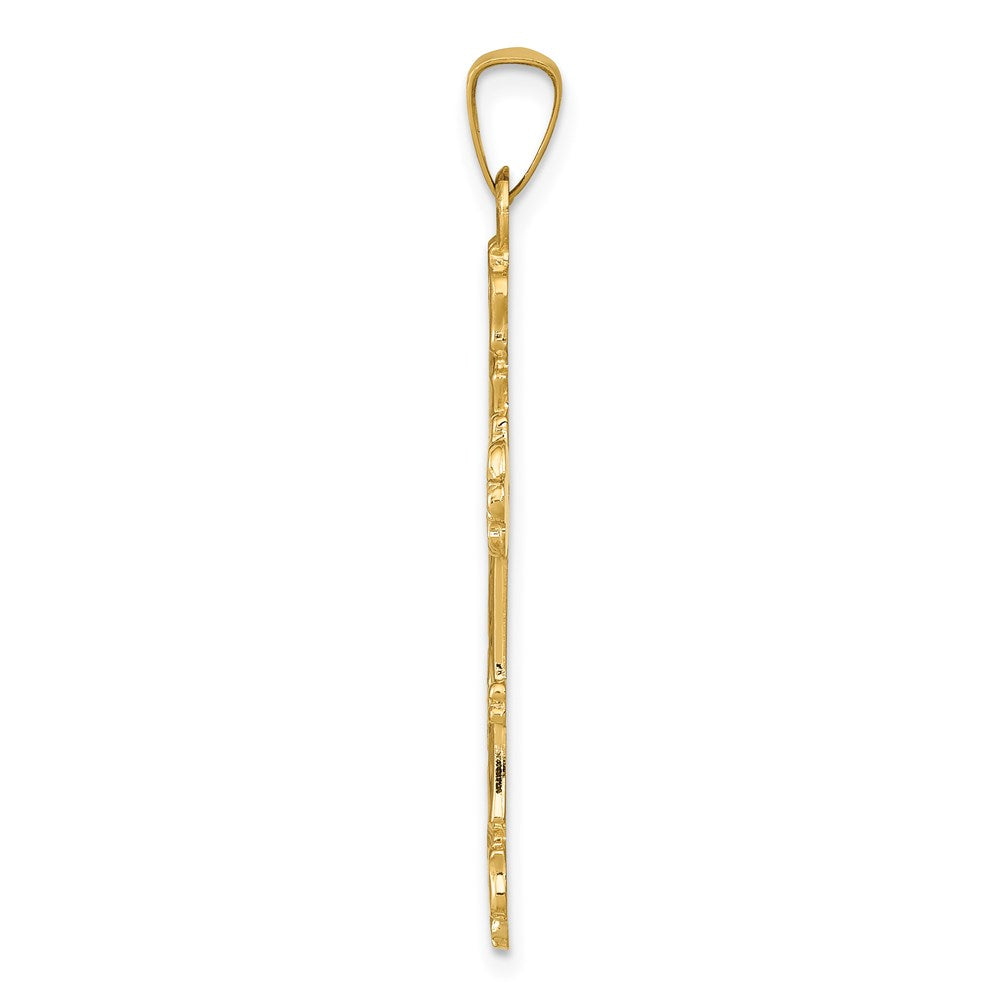 14K Gelbgold Poliertes Knospenkreuz-Anhänger** Wait, korrekt mit richtigem Genus: **14K Gelbgold Poliertes Knospenkreuz Anhänger** Finale, grammatisch korrekte Fassung: **Poliertes Knospenkreuz-Anhänger aus 14K Gelbgold