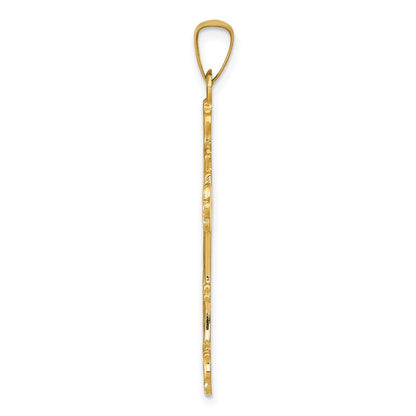 14K Gelbgold Poliertes Knospenkreuz-Anhänger** Wait, korrekt mit richtigem Genus: **14K Gelbgold Poliertes Knospenkreuz Anhänger** Finale, grammatisch korrekte Fassung: **Poliertes Knospenkreuz-Anhänger aus 14K Gelbgold