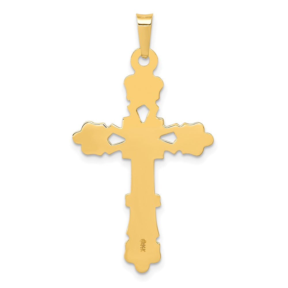 14K Gelbgold Poliertes Knospenkreuz-Anhänger** Wait, korrekt mit richtigem Genus: **14K Gelbgold Poliertes Knospenkreuz Anhänger** Finale, grammatisch korrekte Fassung: **Poliertes Knospenkreuz-Anhänger aus 14K Gelbgold
