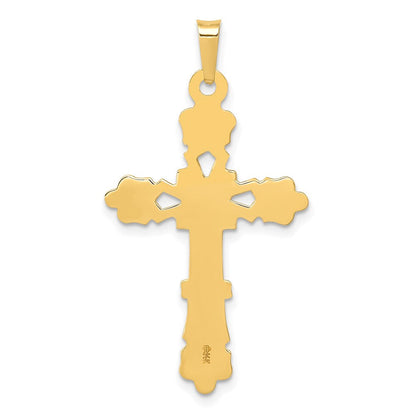 14K Gelbgold Poliertes Knospenkreuz-Anhänger** Wait, korrekt mit richtigem Genus: **14K Gelbgold Poliertes Knospenkreuz Anhänger** Finale, grammatisch korrekte Fassung: **Poliertes Knospenkreuz-Anhänger aus 14K Gelbgold