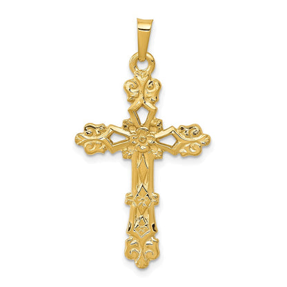 14K Gelbgold Poliertes Knospenkreuz-Anhänger** Wait, korrekt mit richtigem Genus: **14K Gelbgold Poliertes Knospenkreuz Anhänger** Finale, grammatisch korrekte Fassung: **Poliertes Knospenkreuz-Anhänger aus 14K Gelbgold