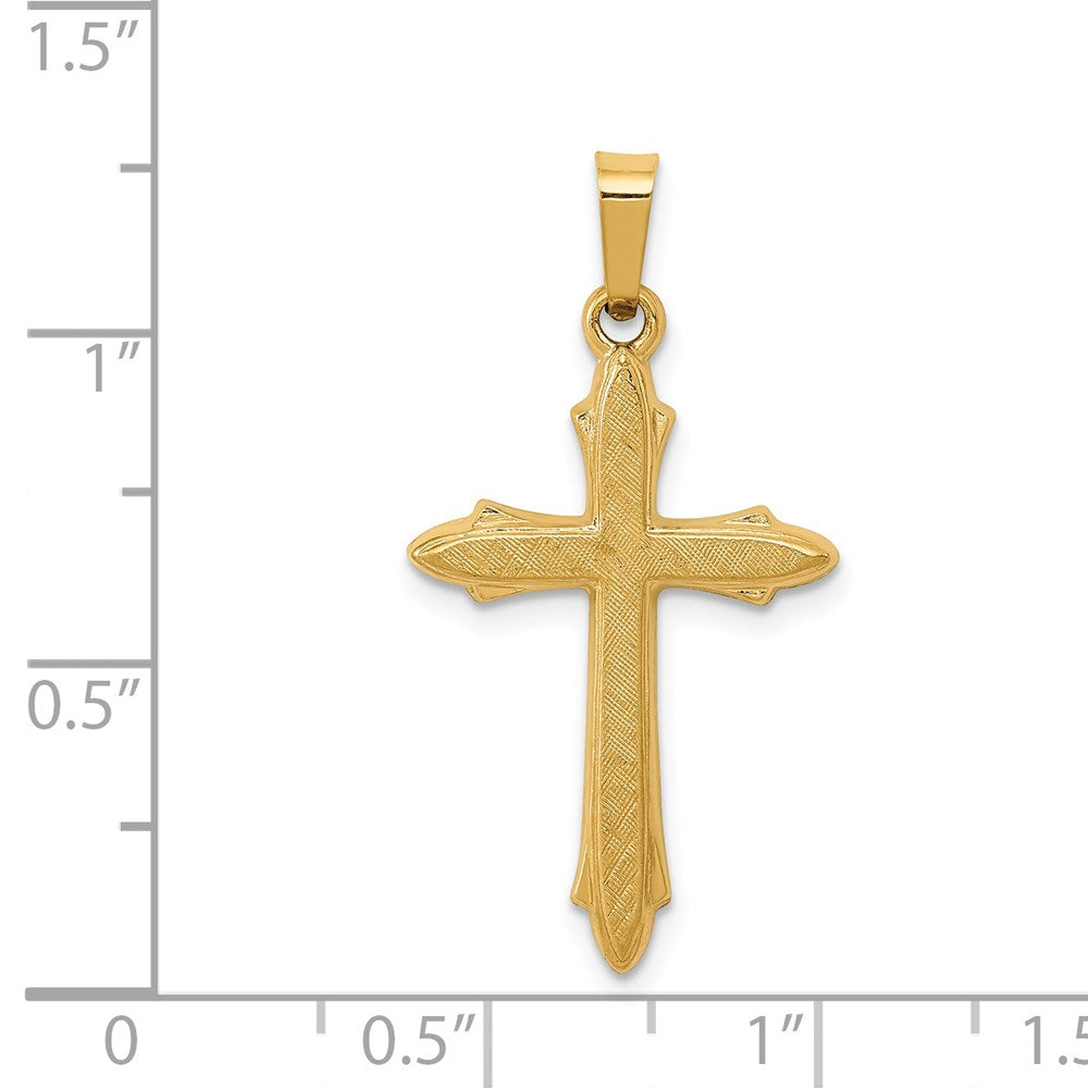 14K Gelbgold 14K Strukturiert und Poliert Passion Kreuz Anhänger