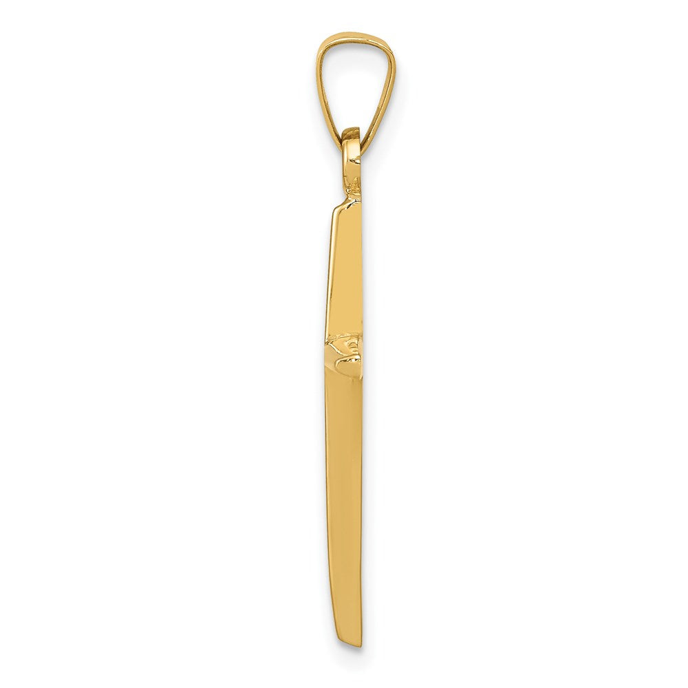 14K Gelbgold Polierter Lateinischer Kreuz-Anhänger