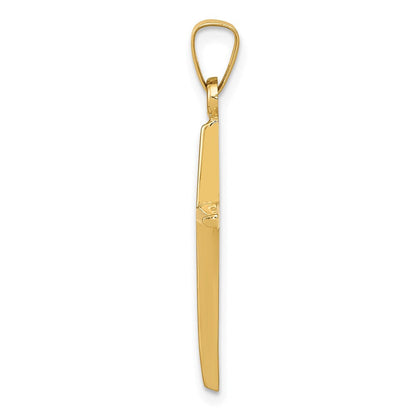 14K Gelbgold Polierter Lateinischer Kreuz-Anhänger