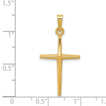 14K Gelbgold Polierter Lateinischer Kreuz-Anhänger