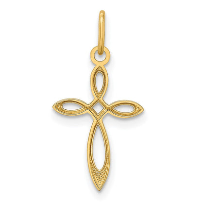 14K Gelbgold 14K Gold Poliert Klein Schleife Kreuz Anhänger