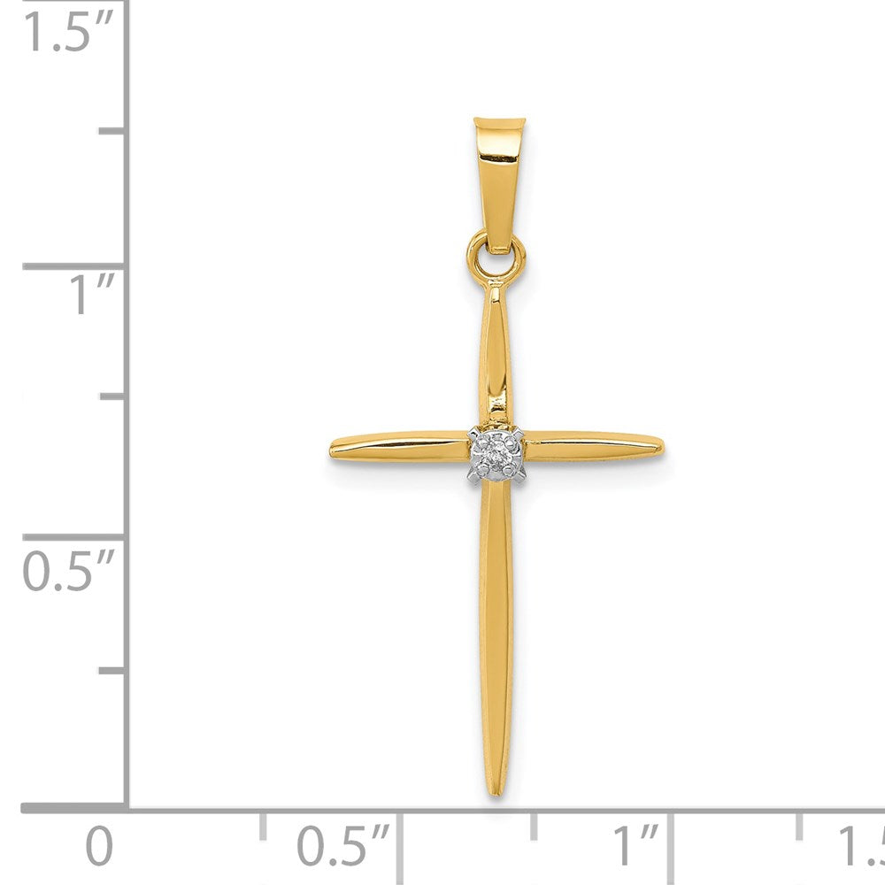 14K Diamant Kreuzanhänger „Passion" poliert