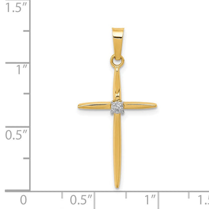 14K Diamant Kreuzanhänger „Passion" poliert