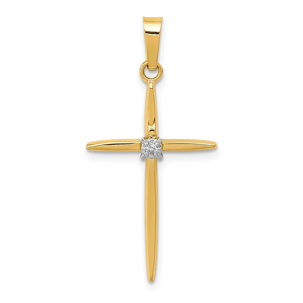 14K Diamant Kreuzanhänger „Passion" poliert