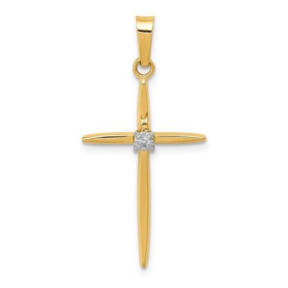 14K Diamant Kreuzanhänger „Passion" poliert