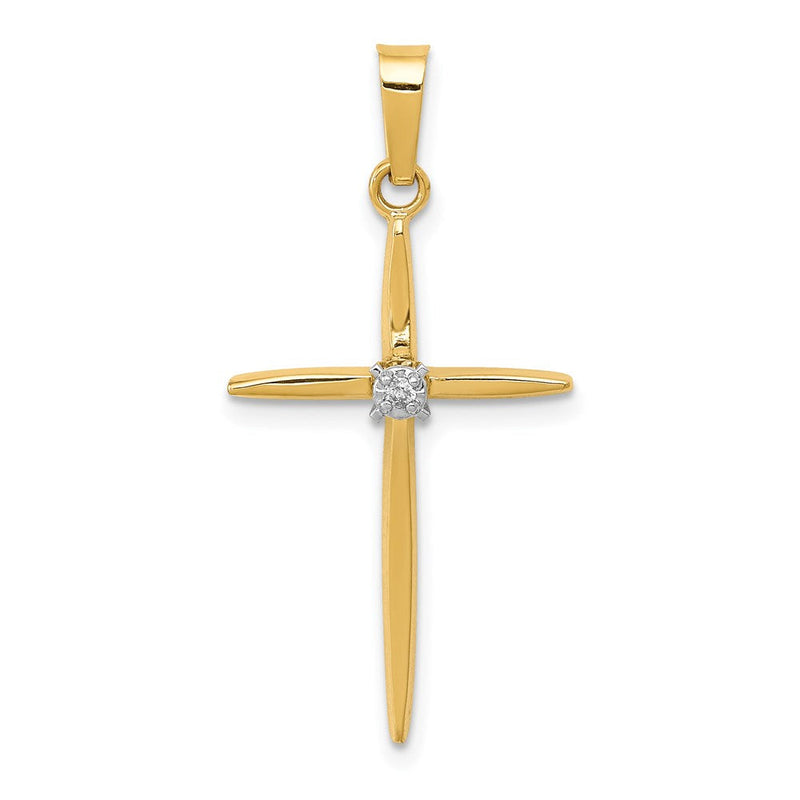 14K Diamant Kreuzanhänger „Passion" poliert