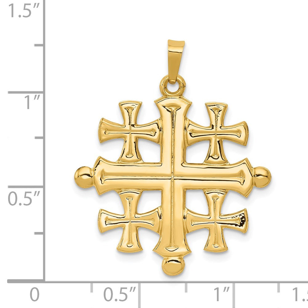 14K Gelbgold Polierter Jerusalemkreuz-Anhänger