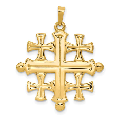 14K Gelbgold Polierter Jerusalemkreuz-Anhänger