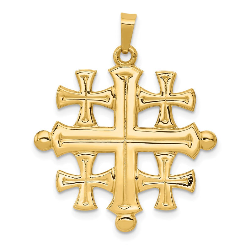 14K Gelbgold Polierter Jerusalemkreuz-Anhänger