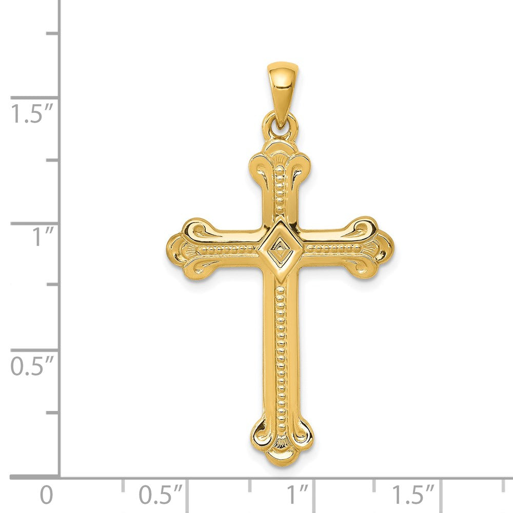14K Gelbgold Kreuzanhänger mit geknospeten Enden