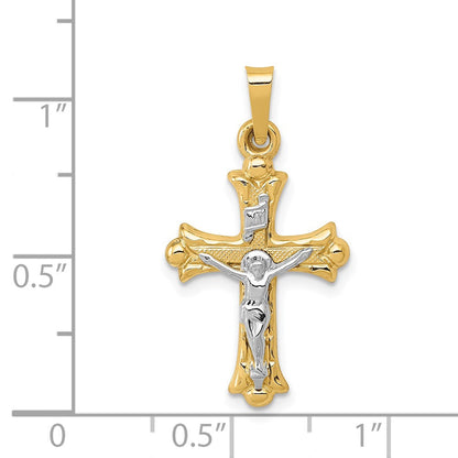 14K Bicolor-Gold Polierter INRI-Kruzifix-Kreuzanhänger