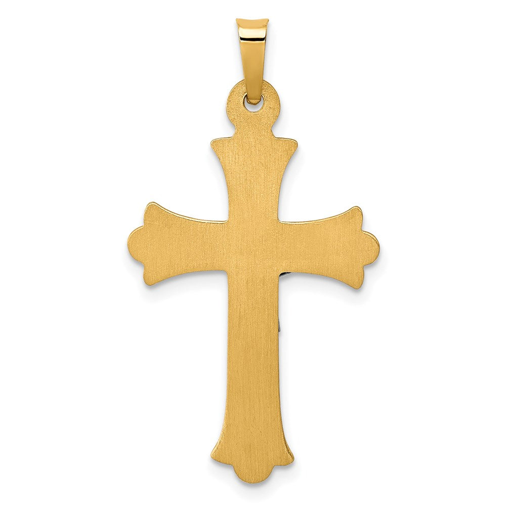 14K Bicolor-Gold Bicolor-Gold Strukturierter und Polierter INRI-Kruzifix-Kreuz-Anhänger