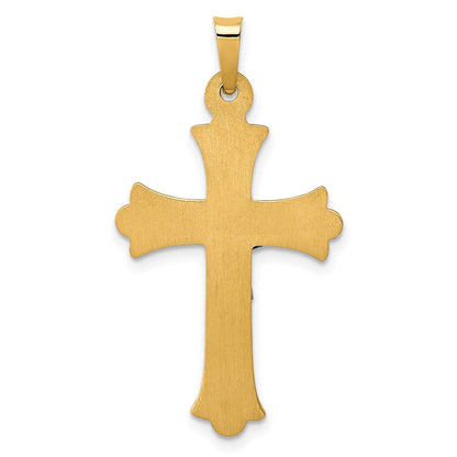14K Bicolor-Gold Bicolor-Gold Strukturierter und Polierter INRI-Kruzifix-Kreuz-Anhänger