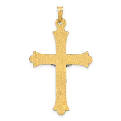 14K Bicolor-Gold Kruzifix-Anhänger „INRI" mit strukturierter und polierter Oberfläche