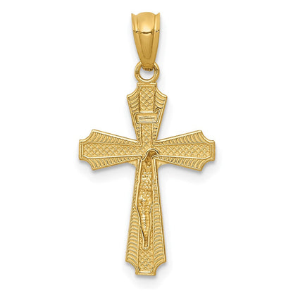 14K Gelbgold 14K Gold Poliert Klein Passion Kruzifix Anhänger