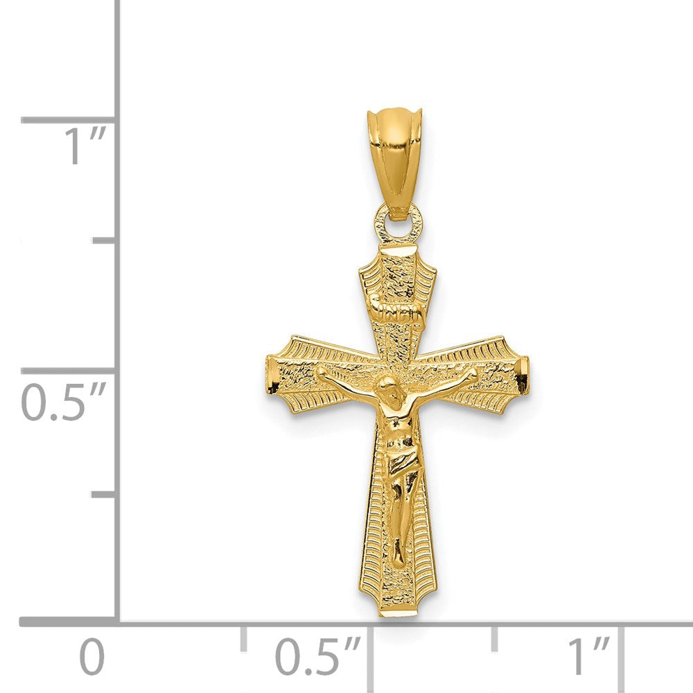 14K Gelbgold 14K Gold Poliert Klein Passion Kruzifix Anhänger