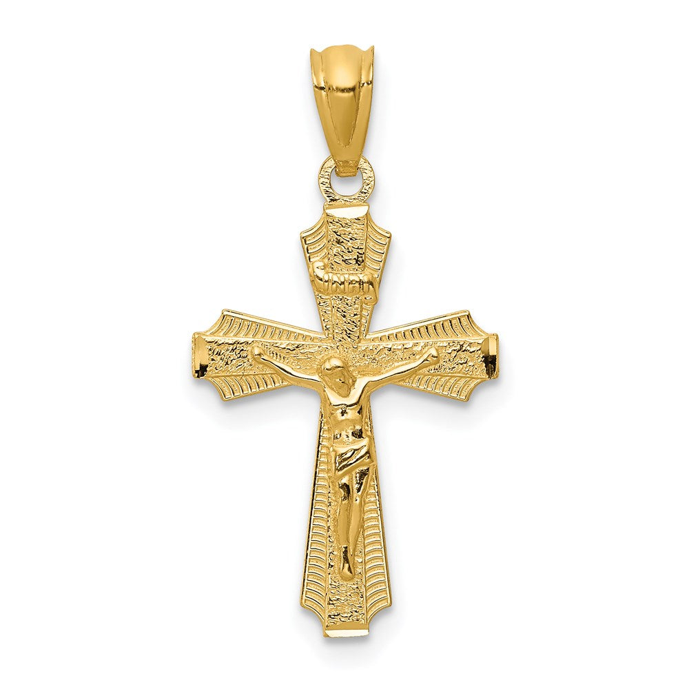 14K Gelbgold 14K Gold Poliert Klein Passion Kruzifix Anhänger