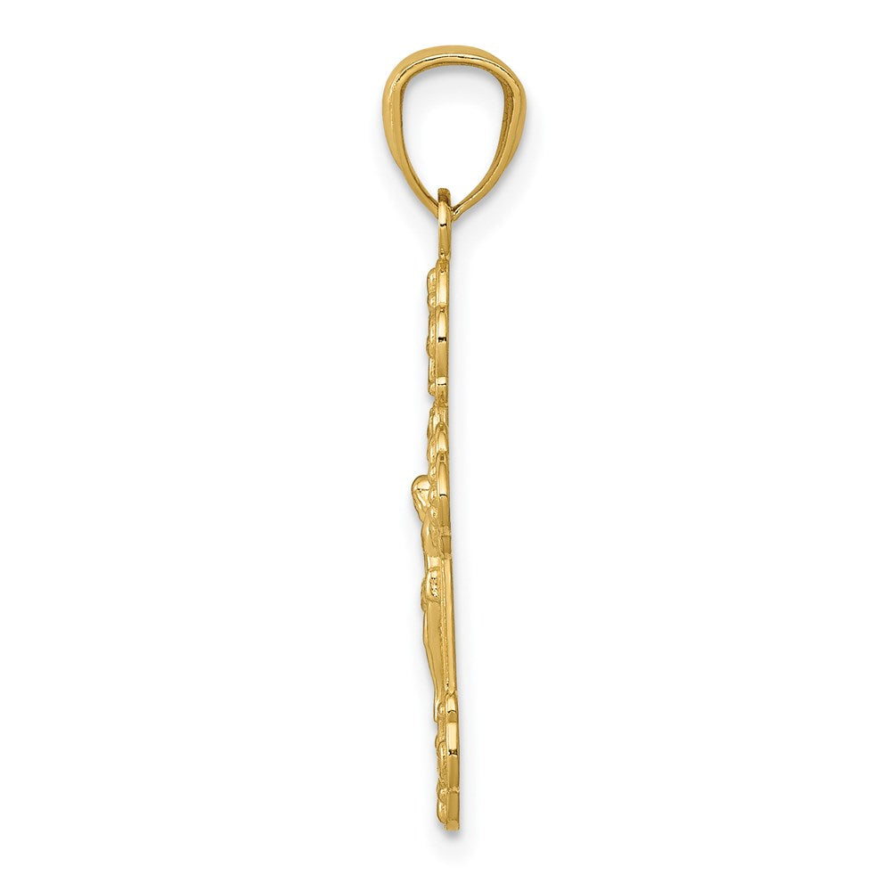 14K Gelbgold 14K Gold Poliert Inri Klein Kruzifix Anhänger
