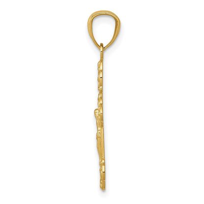 14K Gelbgold 14K Gold Poliert Inri Klein Kruzifix Anhänger