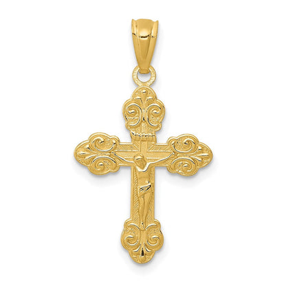 14K Gelbgold 14K Gold Poliert Inri Klein Kruzifix Anhänger