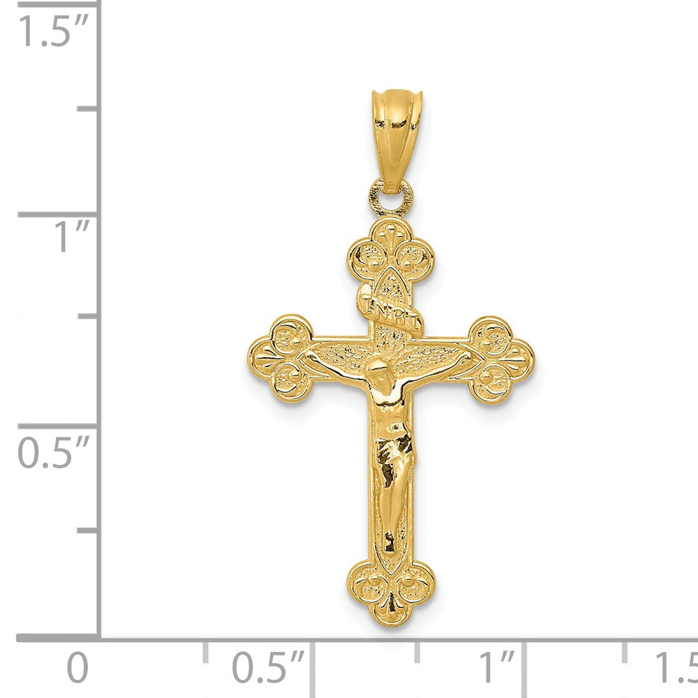 14K Gelbgold 14K Gold Poliert Inri Mittel Kruzifix Anhänger