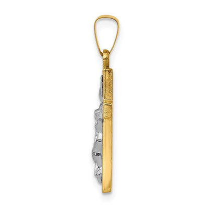 14K Gelb & Rhodium 14K mit Rhodium Poliert Inri Kruzifix Anhänger
