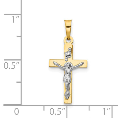 14K Gelb & Rhodium 14K mit Rhodium Poliert Inri Kruzifix Anhänger