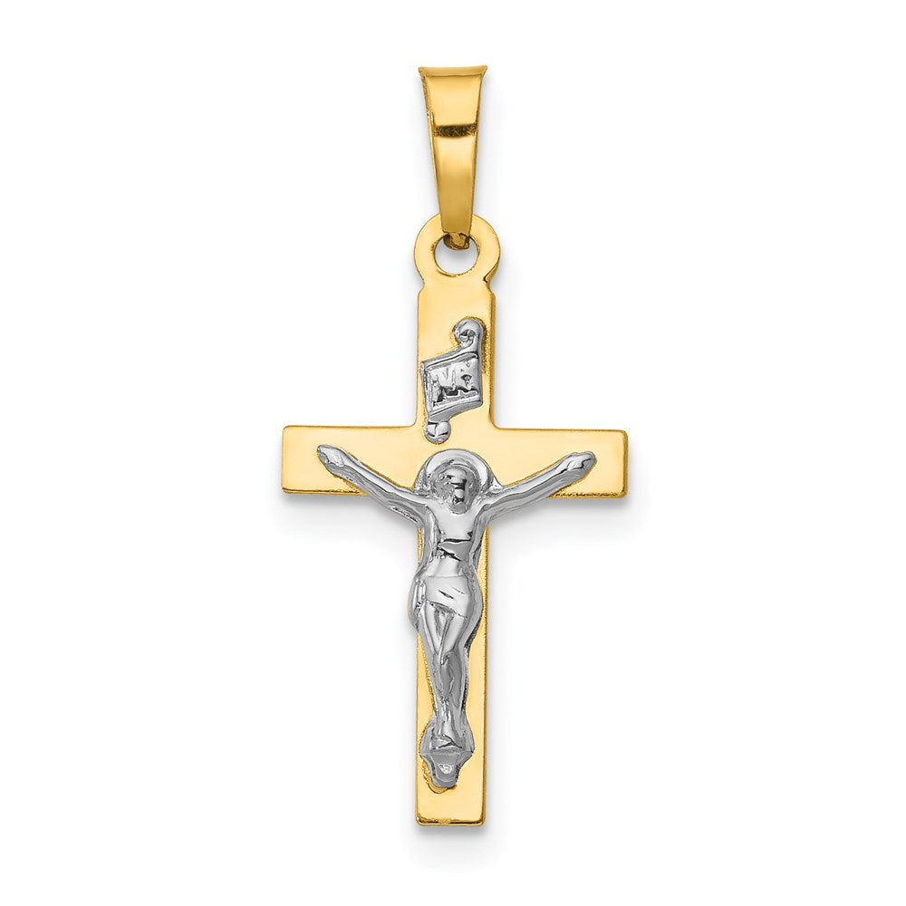 14K Gelb & Rhodium 14K mit Rhodium Poliert Inri Kruzifix Anhänger