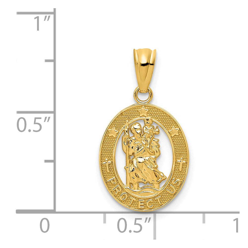 14K Gelbgold 14K Gold Poliert St Christopher Anhänger