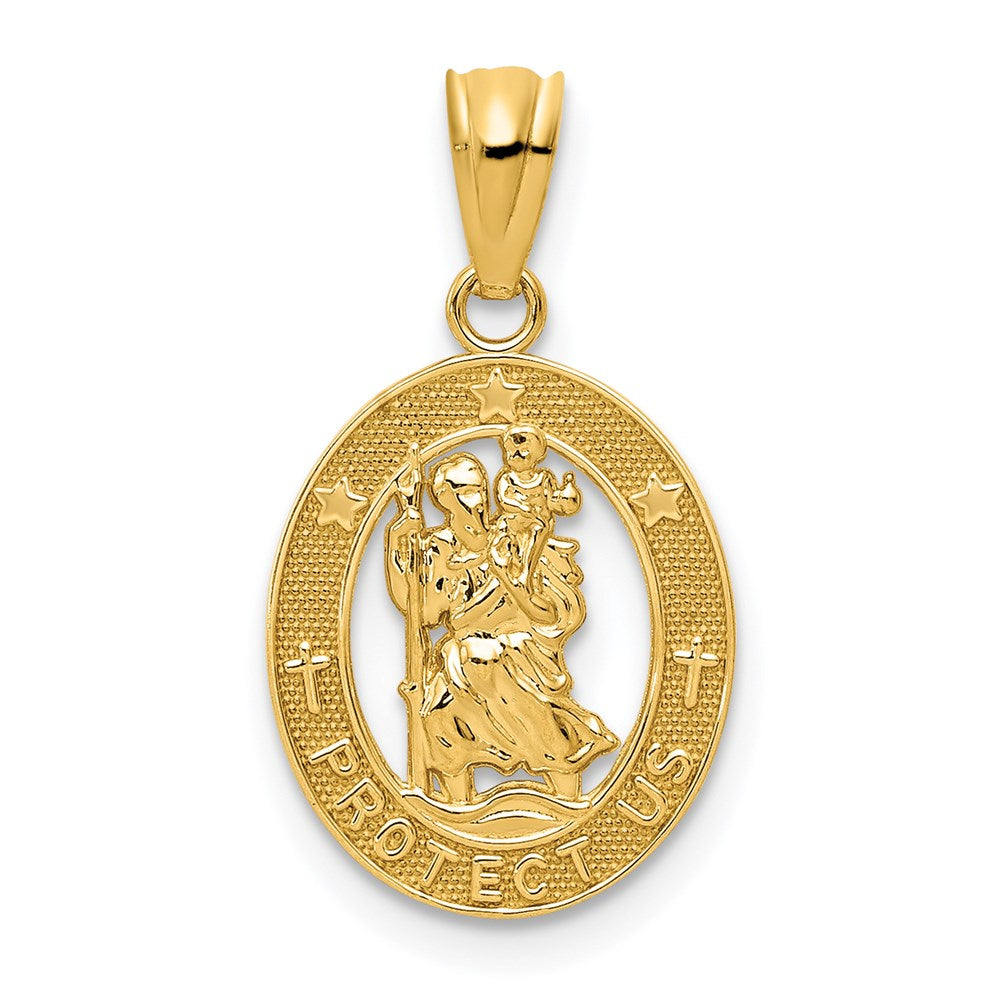 14K Gelbgold 14K Gold Poliert St Christopher Anhänger