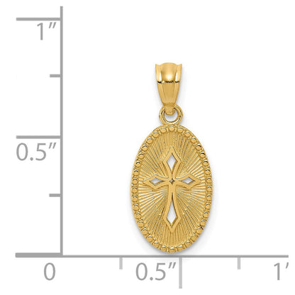 14K Gelbgold 14K Gold Poliert Klein Kreuz Medaille Anhänger