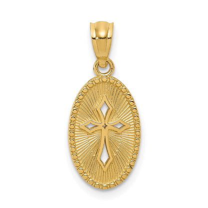 14K Gelbgold 14K Gold Poliert Klein Kreuz Medaille Anhänger