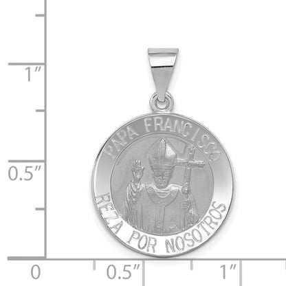 14K Weißgold 14K Weißgold Satiniert und Poliert Hohl Pope Francisco Medaille