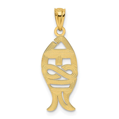 14K Gelbgold 14K Gold Poliert Jesus Fisch Anhänger