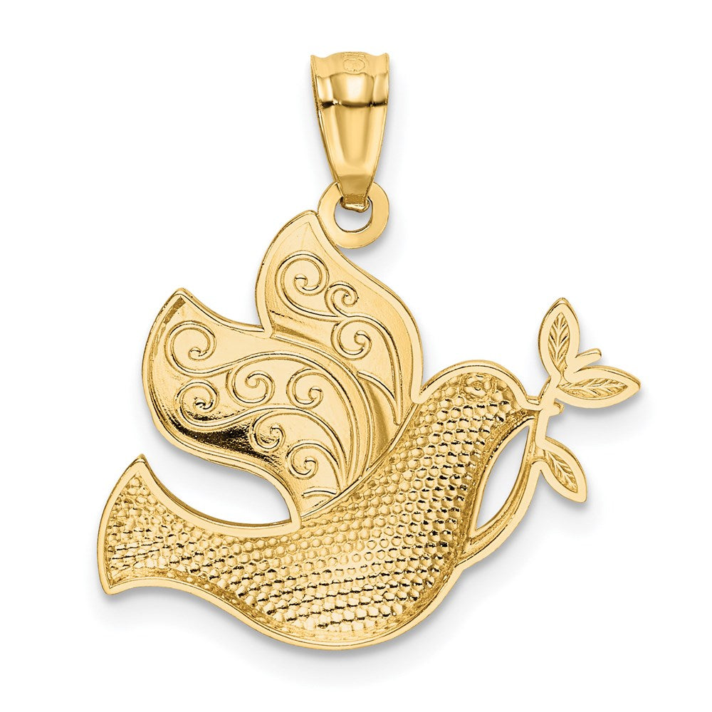 14K Gelb & Rhodium 14K mit Rhodium Frieden Taube Anhänger