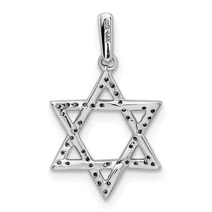 14K Weißgold Diamant-Davidstern-Anhänger