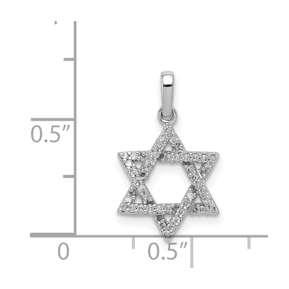 14K Weißgold Diamant-Davidstern-Anhänger