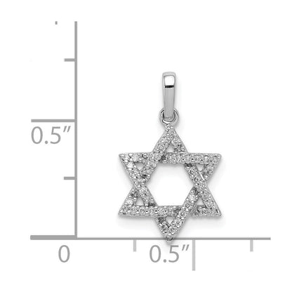 14K Weißgold Diamant-Davidstern-Anhänger