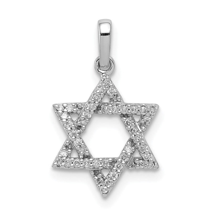 14K Weißgold Diamant-Davidstern-Anhänger