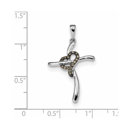 14K Weißgold Champagner-Diamant-Anhänger