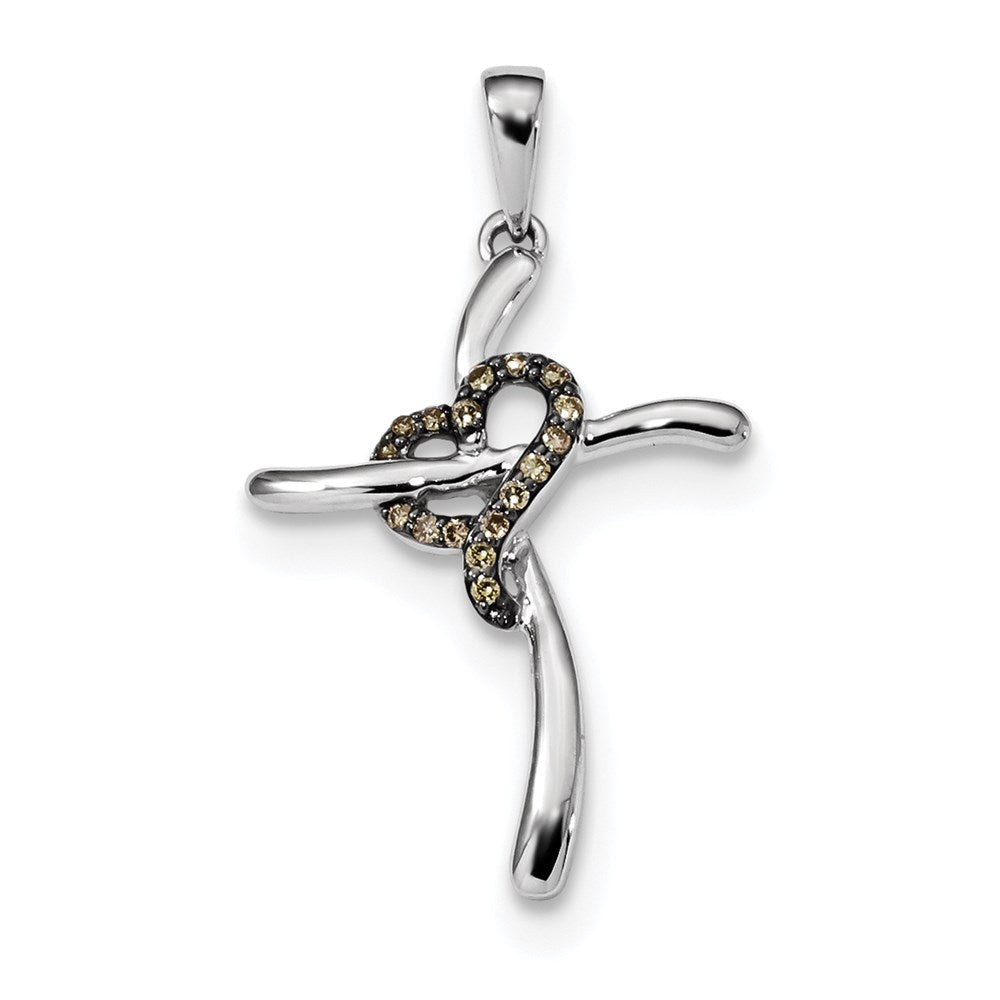 14K Weißgold Champagner-Diamant-Anhänger