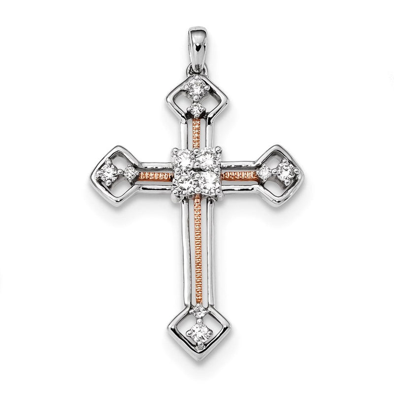 14K Weiß-/Roségold Diamant-Anhänger