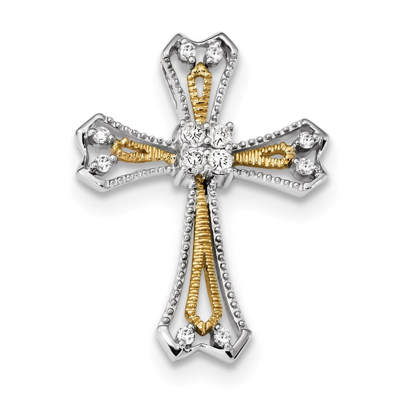 14K Weißgold/Gelbgold Diamant-Anhänger mit Schiebe-Verschluss